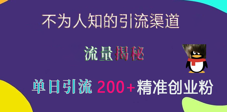 不为人知的引流渠道，流量揭秘，实测单日引流200+精准创业粉-文言网创