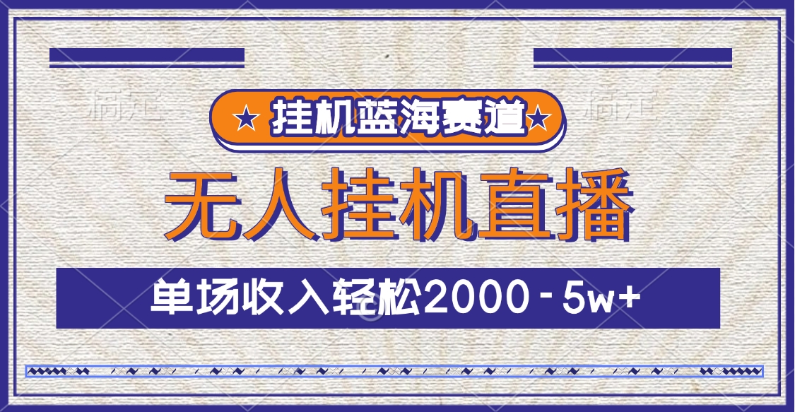 挂机蓝海赛道，无人挂机直播，单场收入轻松2000-5w+-文言网创