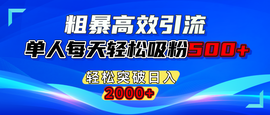 粗暴高效引流,单人每天轻松吸粉500+,轻松突破日入2000+-文言网创