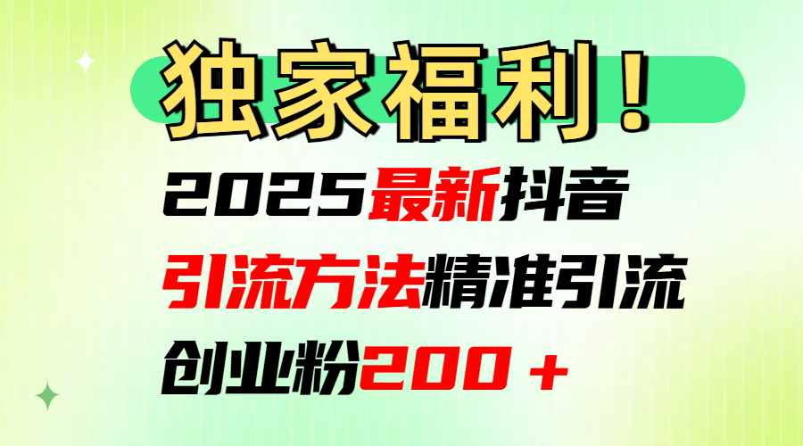 2025最新抖音引流方法每日精准引流创业粉200＋-文言网创