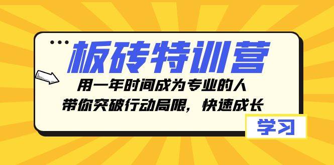 板砖特训营，用一年时间成为专业的人，带你突破行动局限，快速成长-文言网创