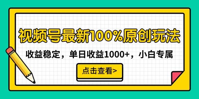 视频号最新100%原创玩法，收益稳定，单日收益1000+，小白专属-文言网创