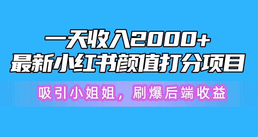 一天收入2000+，最新小红书颜值打分项目，吸引小姐姐，刷爆后端收益-文言网创