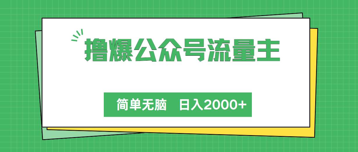 撸爆公众号流量主，简单无脑，单日变现2000+-文言网创