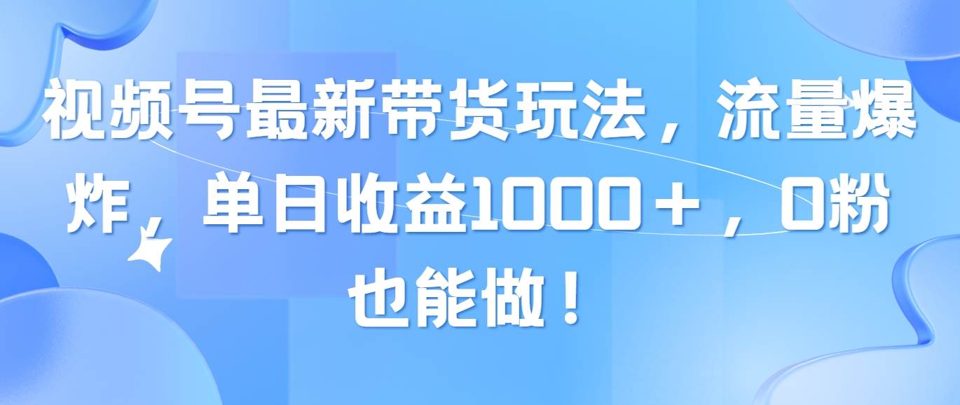 视频号最新带货玩法，流量爆炸，单日收益1000＋，0粉也能做！-文言网创